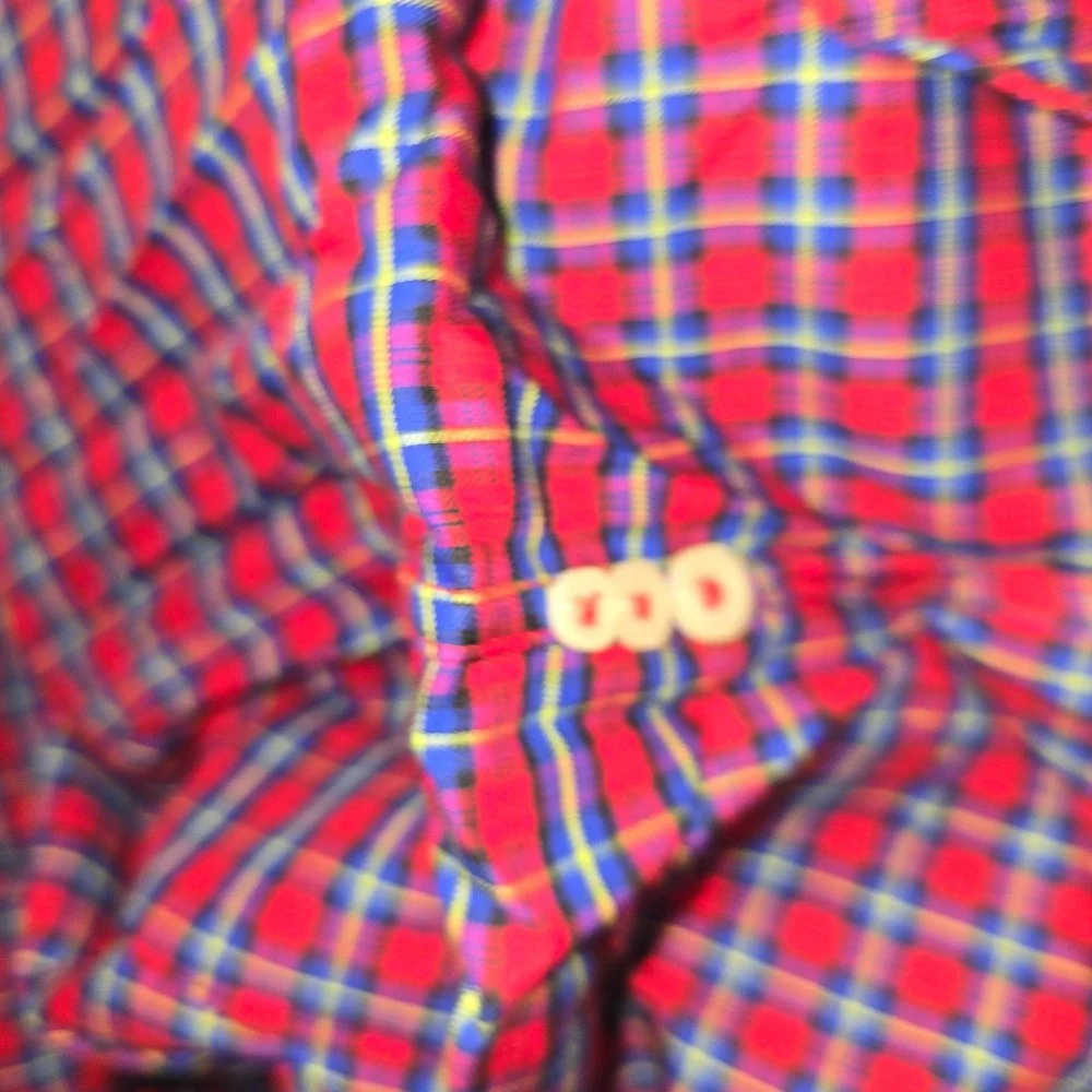Ralph Lauren Button Down Shirt 3XLT Men Red Blue Plaid Long Sleeve Tall